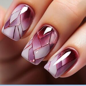 Pink Marble Fake Press On Nails NWT